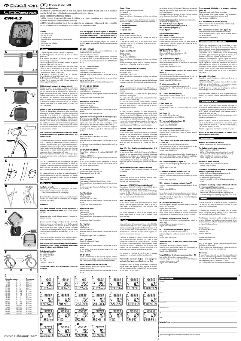 Page 1 de la notice Manuel utilisateur Ciclo CicloMaster CM 4.2