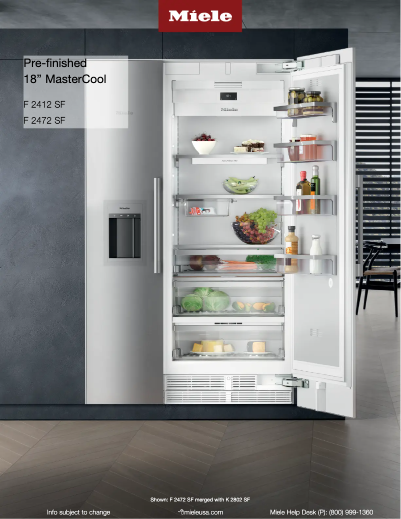 Page 1 de la notice Fiche technique Miele F 2472 SF