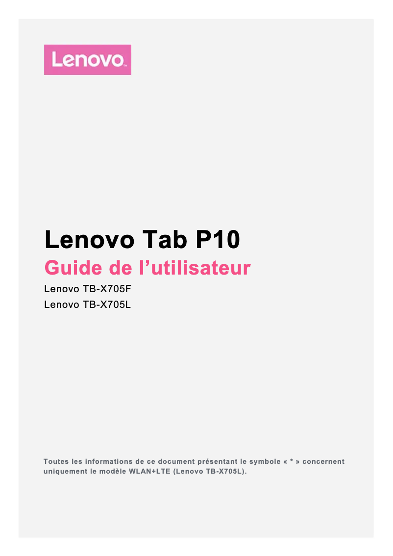 Page n°1 - Manuel utilisateur Lenovo Tab P10
