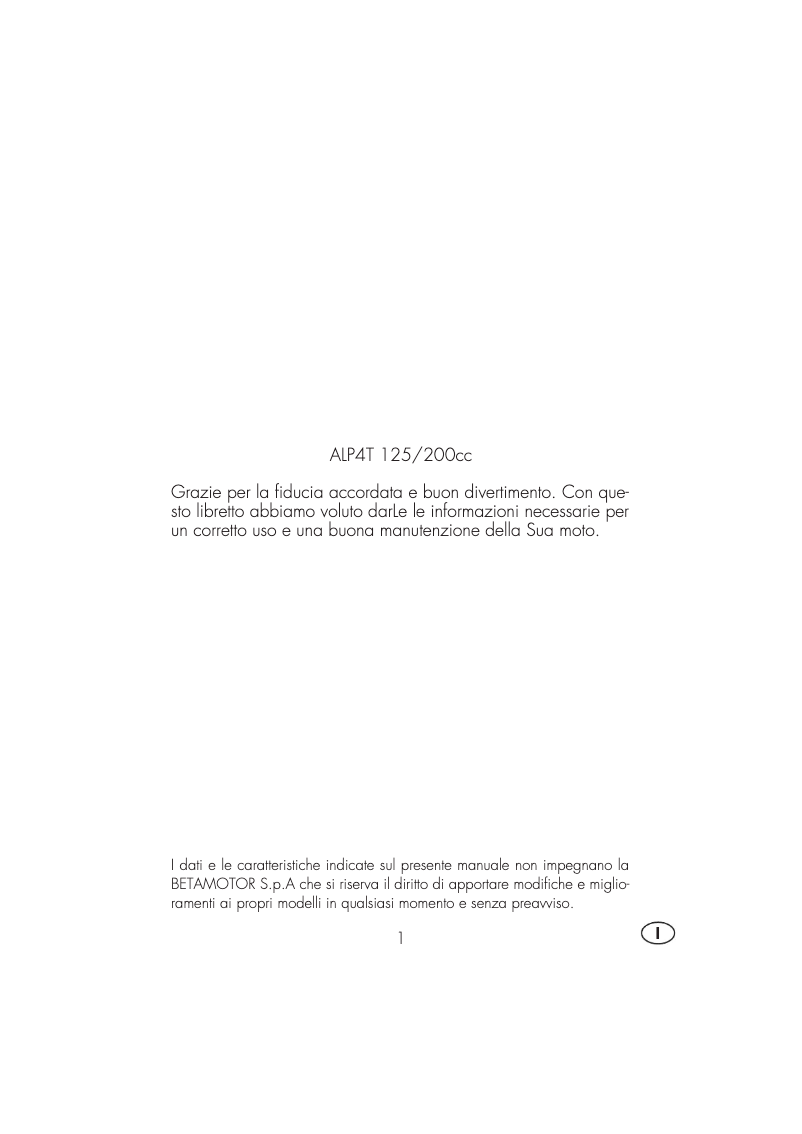 Page 1 de la notice Manuel utilisateur Beta ALP 200 (2007)