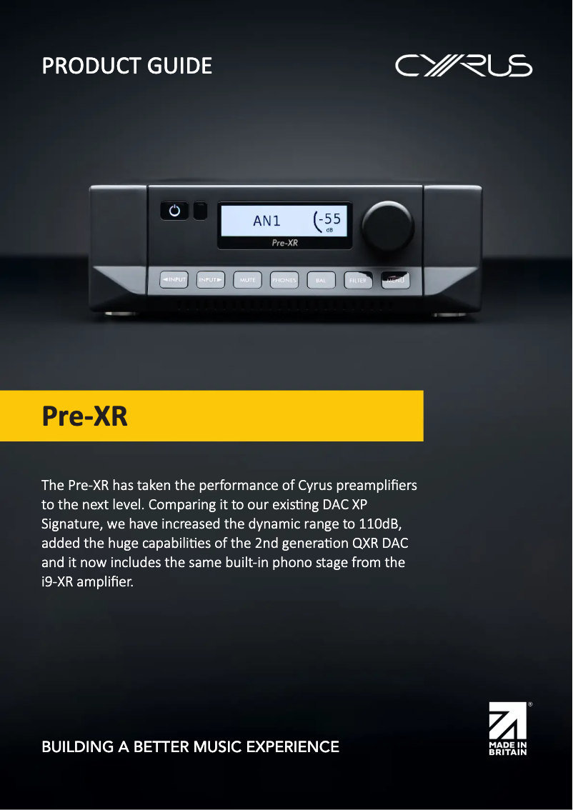 Image de la première page du manuel de l'appareil Pre-XR