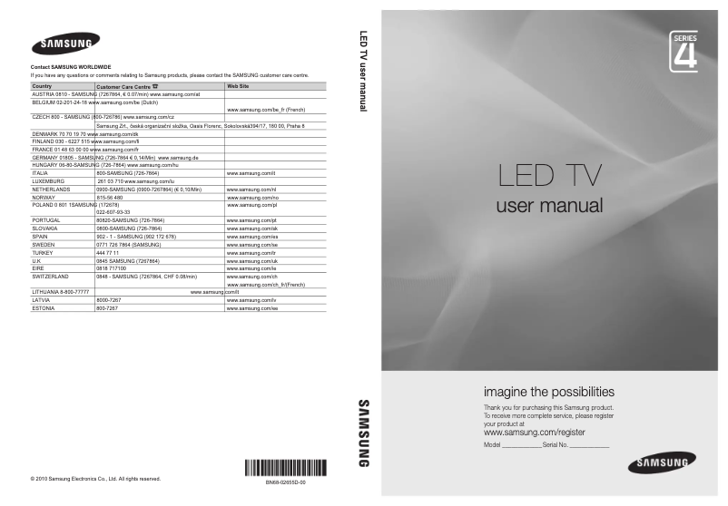 Page 1 de la notice Manuel utilisateur Samsung UE32C4000