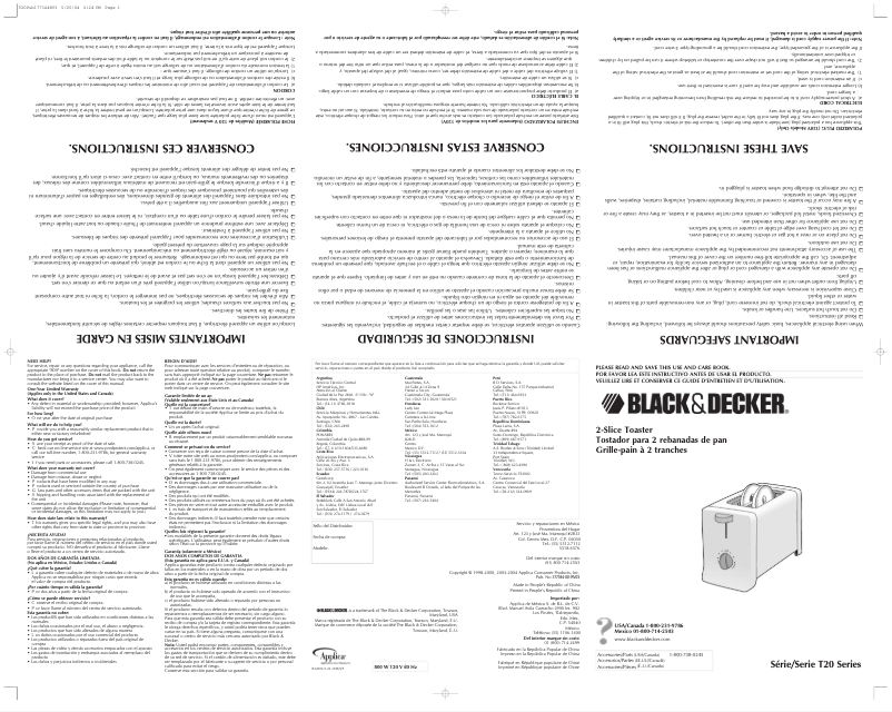 Page n°1 - Manuel utilisateur Black & Decker T20