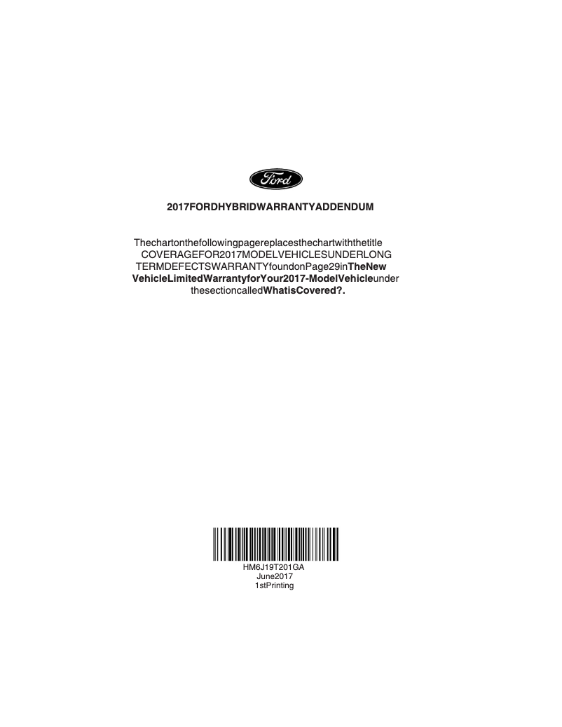 Page 1 de la notice Informations de garantie Ford C-Max Hybrid (2017)
