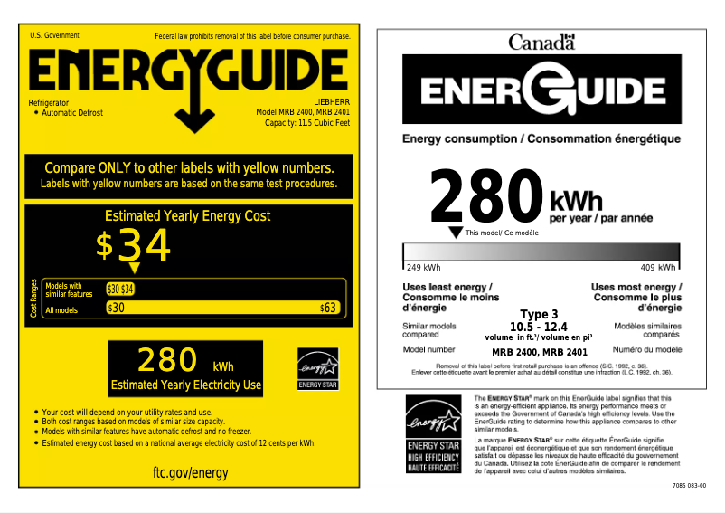 Page 1 de la notice Label énergétique Liebherr LIREFR9