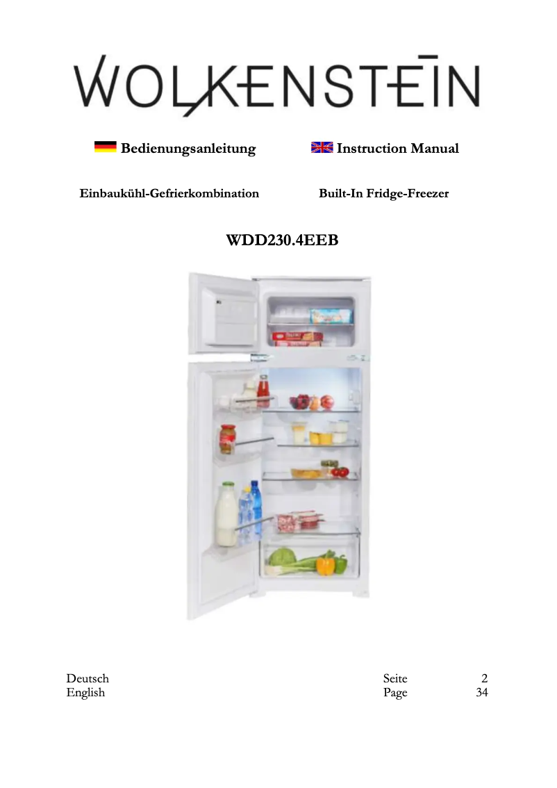 Image de la première page du manuel de l'appareil WDD230.4EEB
