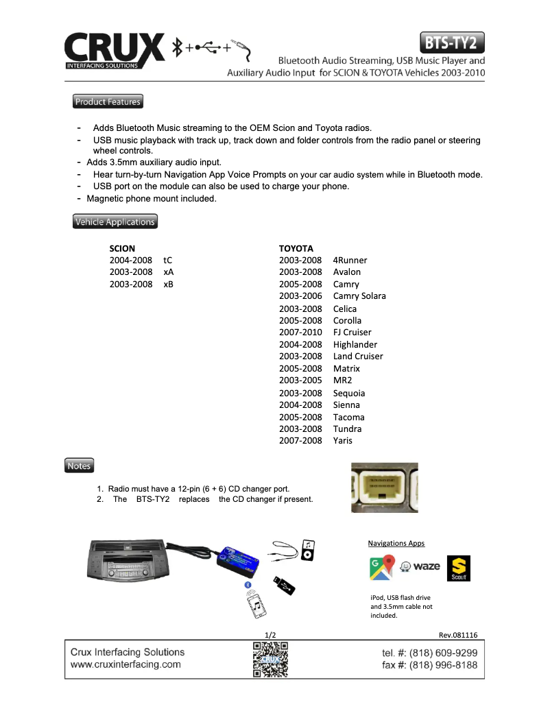Image de la première page du manuel de l'appareil BTS-TY2