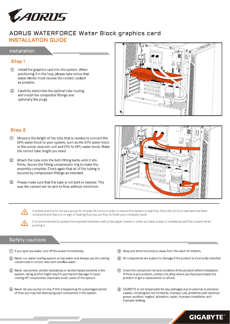 Page 1 de la notice Manuel utilisateur Gigabyte AORUS GeForce RTX 3090 XTREME WATERFORCE WB 24G