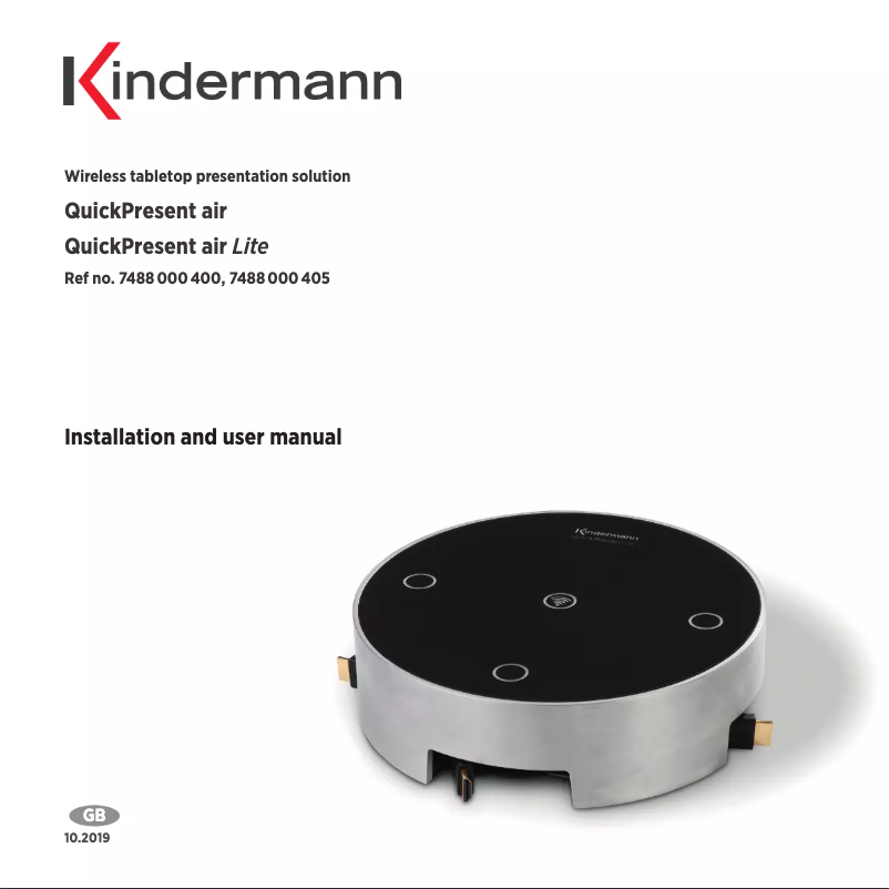 Page 1 de la notice Manuel utilisateur Kindermann  QuickPresent Air Lite