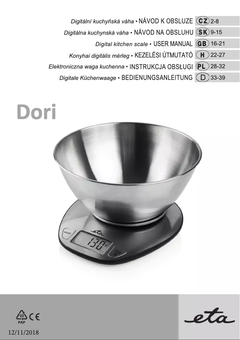Image de la première page du manuel de l'appareil Dori 6778