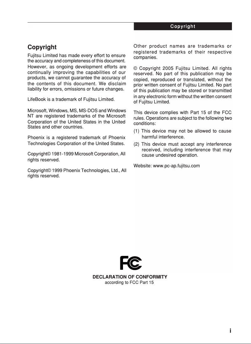 Page 1 de la notice Manuel utilisateur Fujitsu LifeBook S2110