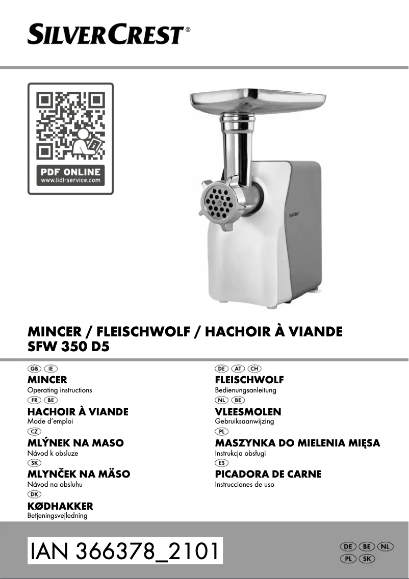 Page n°1 - Manuel utilisateur SilverCrest SFW 350 D5