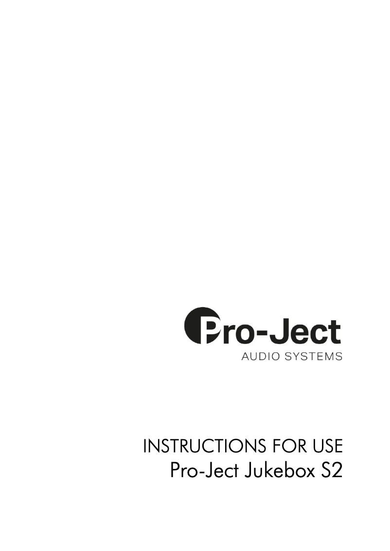 Page 1 de la notice Manuel utilisateur Pro-Ject S2