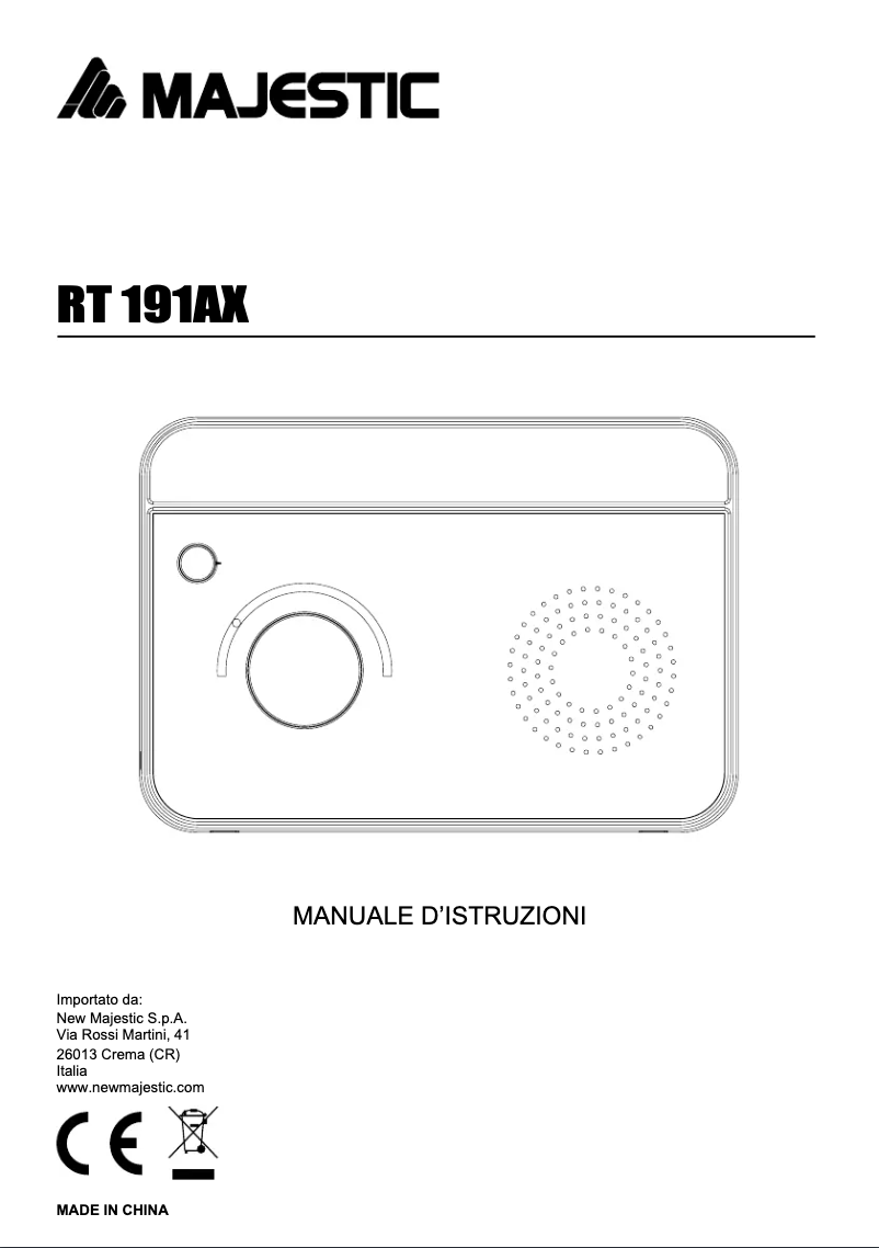 Page 1 de la notice Manuel utilisateur Majestic RT-191 AX