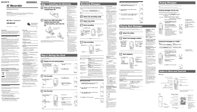 Image de la première page du manuel de l'appareil ICD-B310F