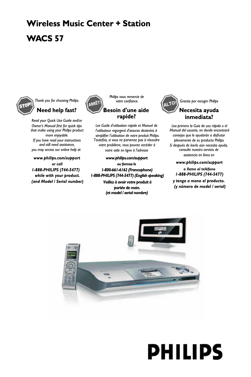 Page 1 de la notice Manuel utilisateur Philips Streamium WACS57