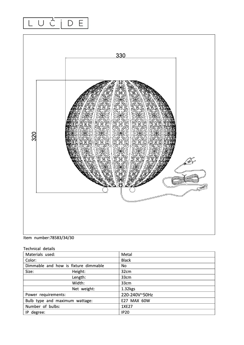 Page n°1 - Manuel utilisateur Lucide Tahar 78583/34/30