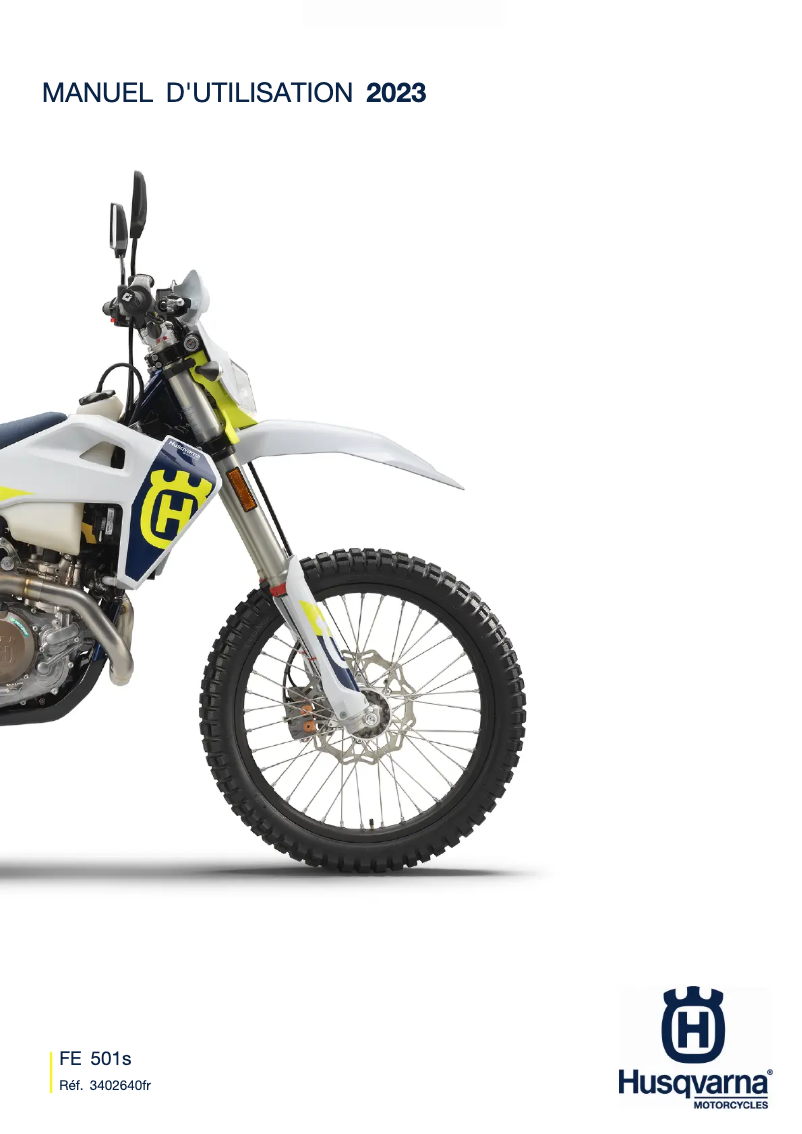 Page 1 de la notice Manuel utilisateur Husqvarna FE 501s (2023)