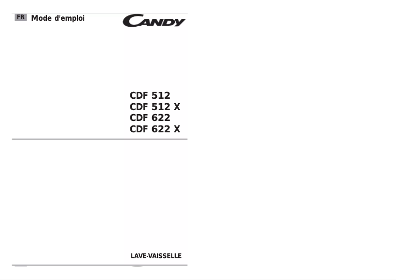 Page 1 de la notice Manuel utilisateur Candy LS CDF622 47
