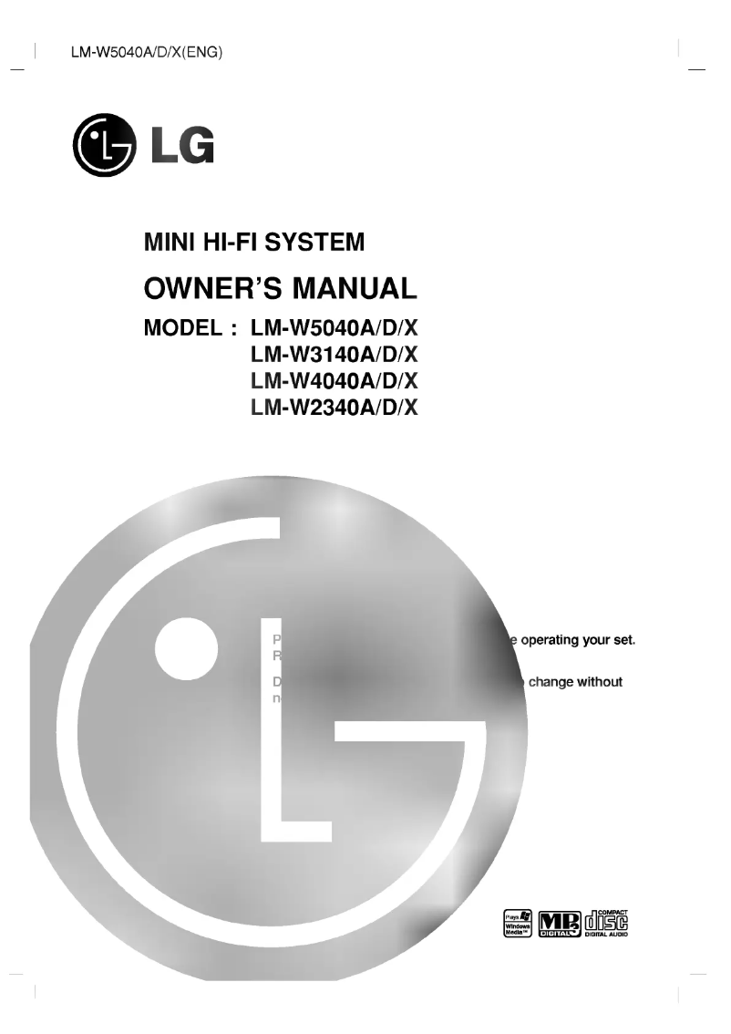 Page 1 de la notice Manuel utilisateur LG LM-W4040A