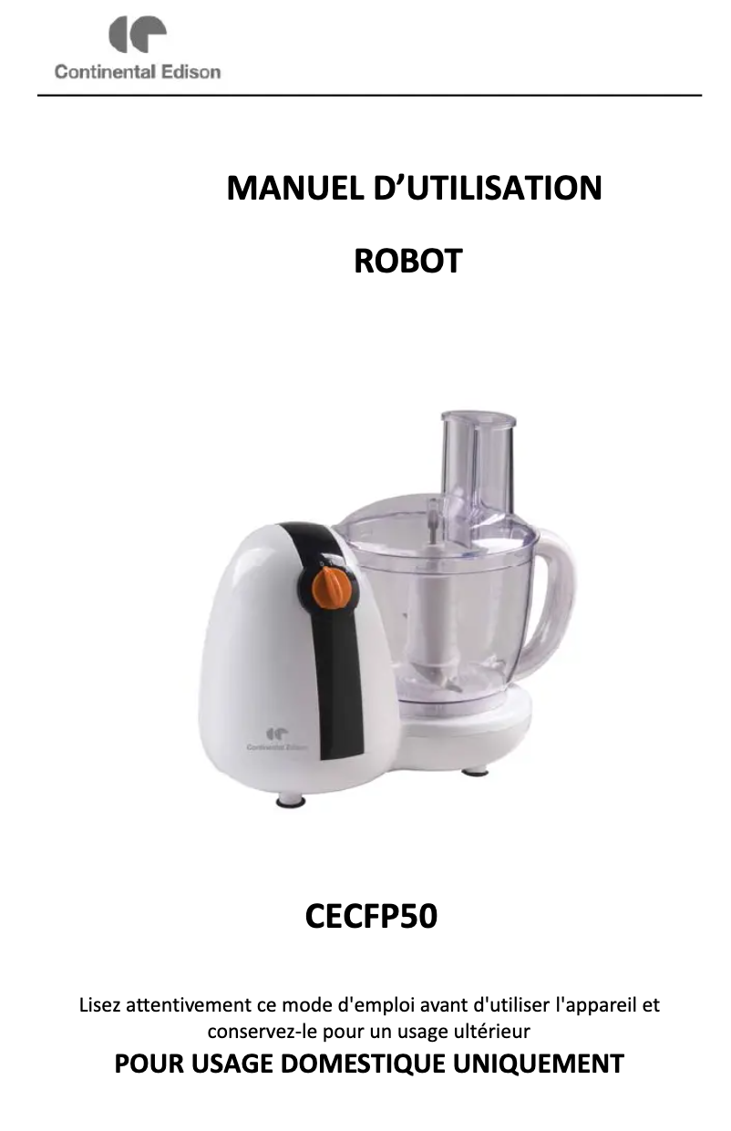 First page image of the manual for CECFP50