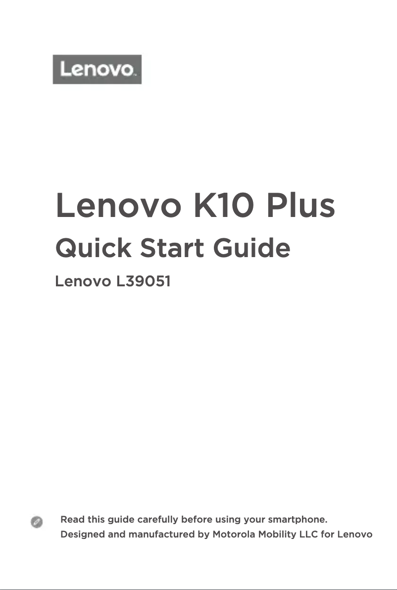 Página 1 del manual Guía de inicio rápido Lenovo K10 Plus