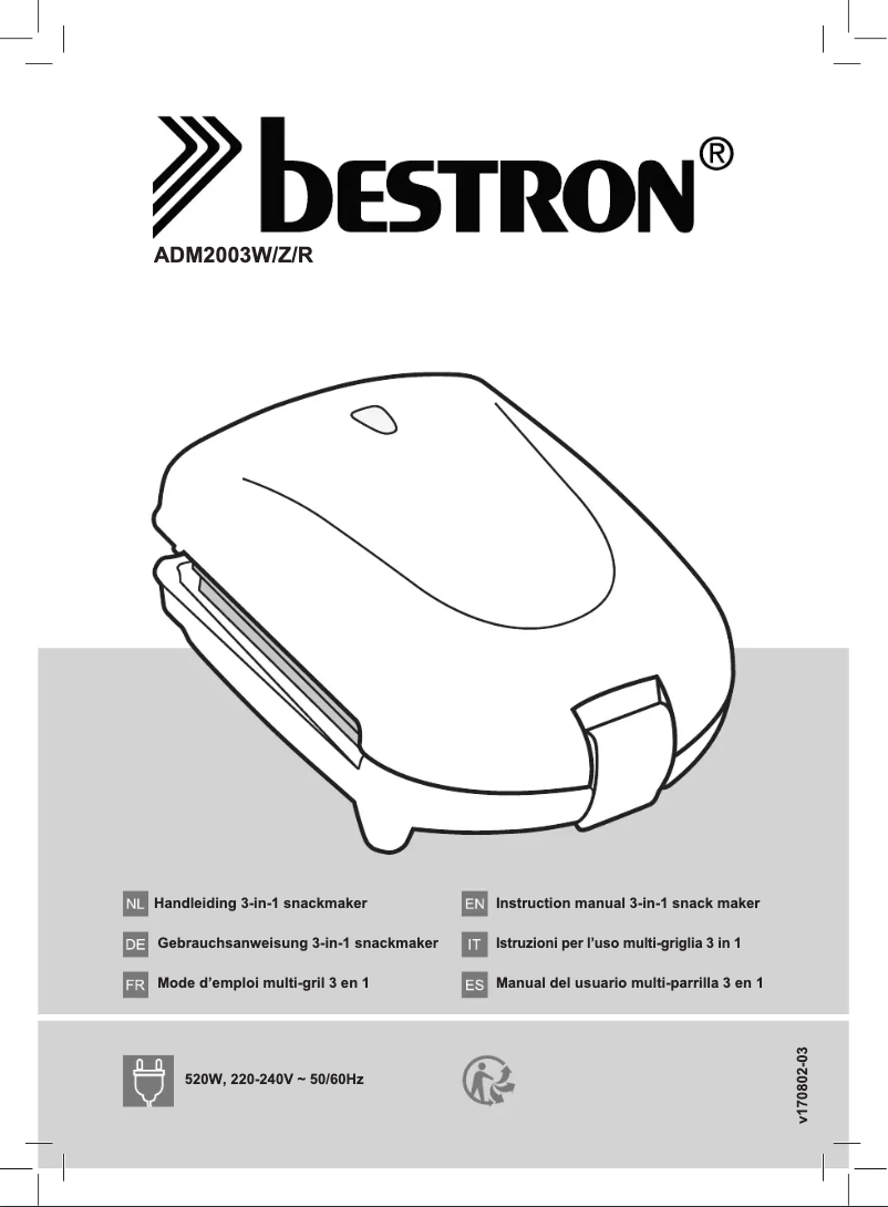 Page 1 de la notice Manuel utilisateur Bestron ADM2003W