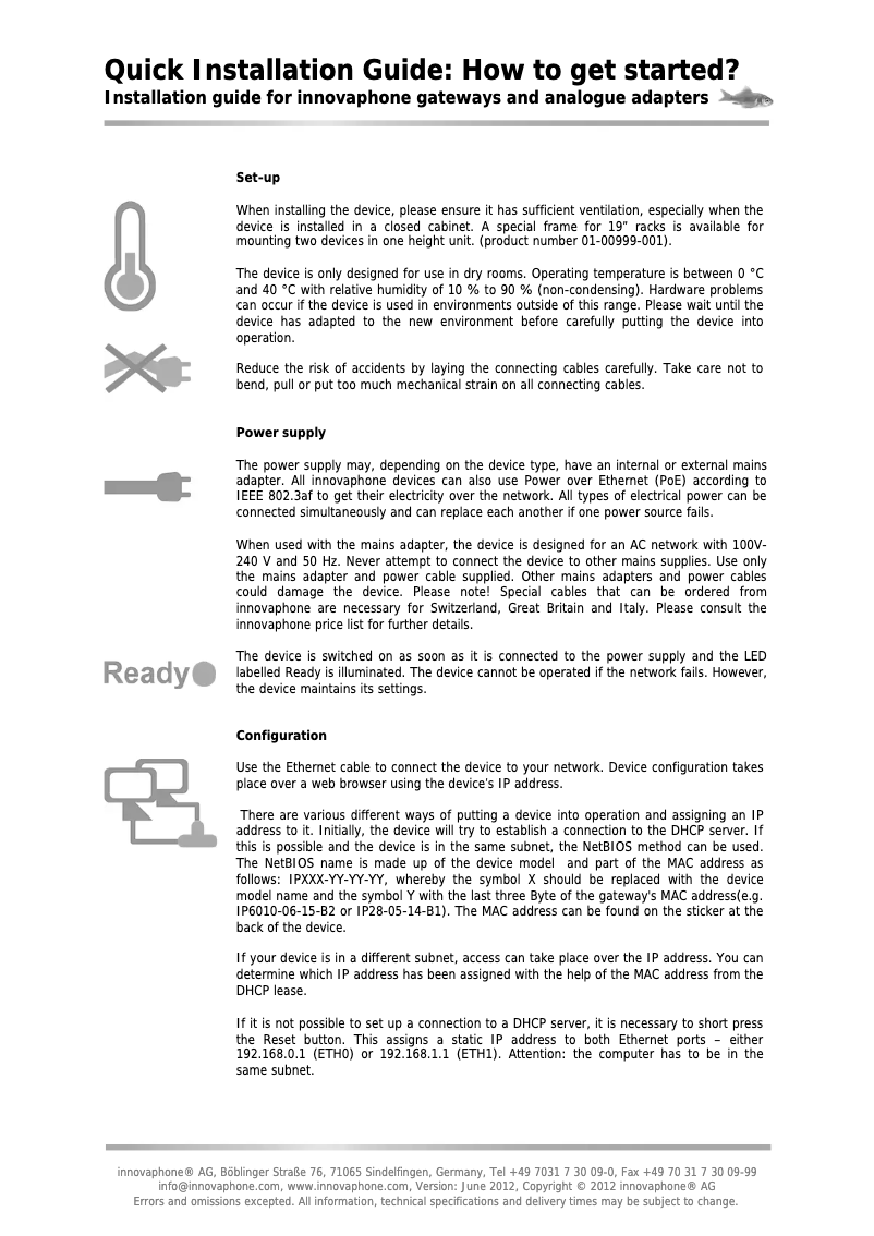 Page n°1 - Manuel utilisateur Innovaphone IP800