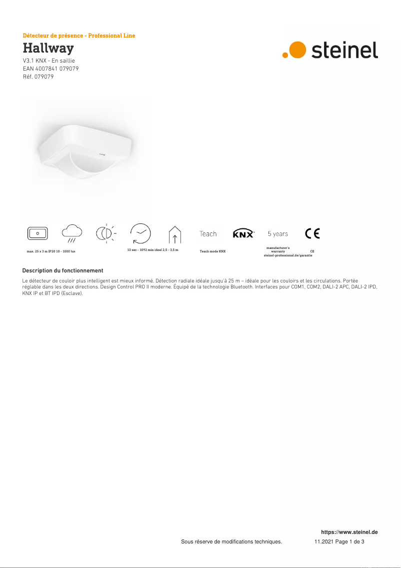 Image de la première page du manuel de l'appareil Hallway KNX