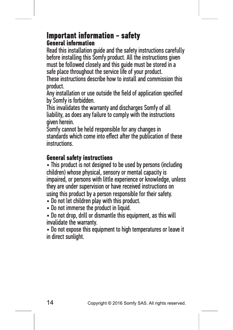 Page 1 de la notice Manuel utilisateur Somfy 2401362