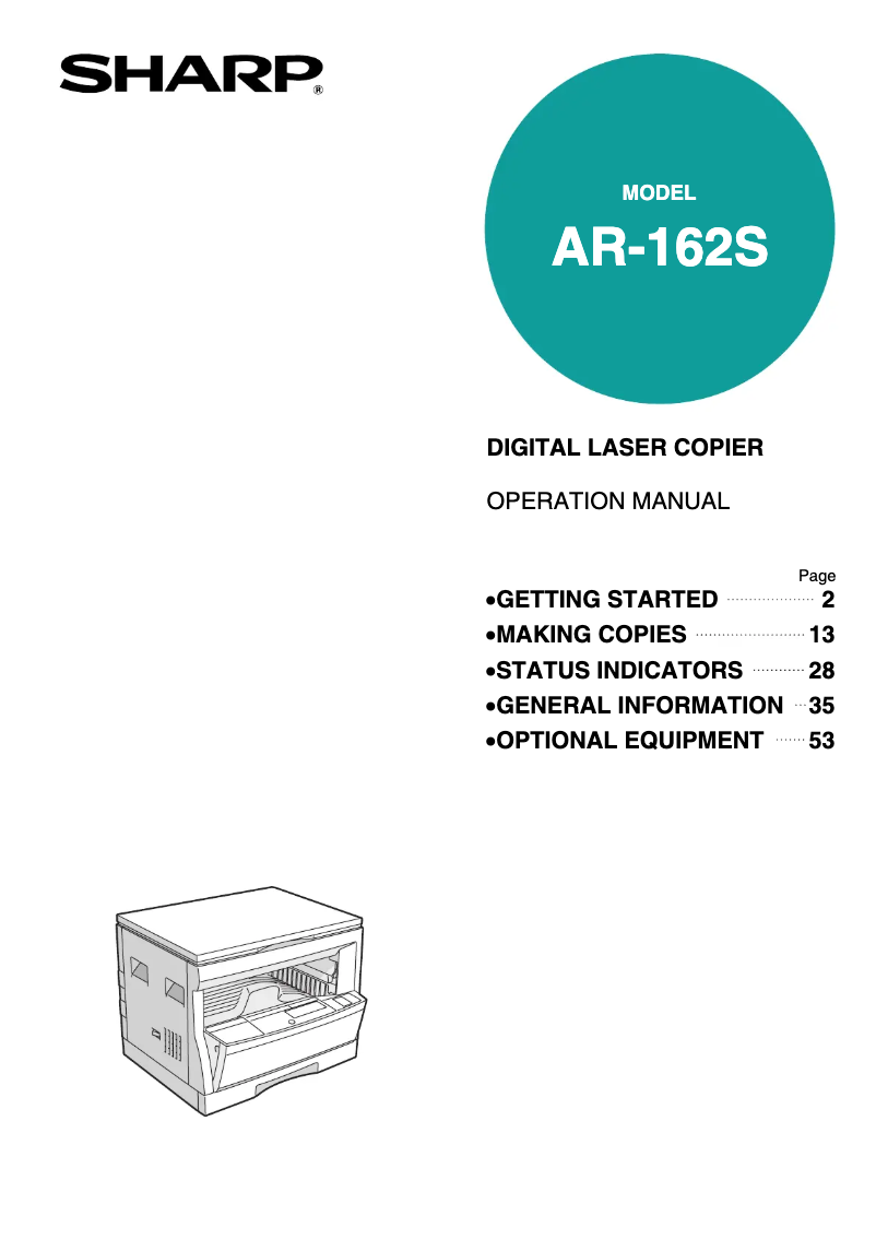 Image de la première page du manuel de l'appareil AR-162S