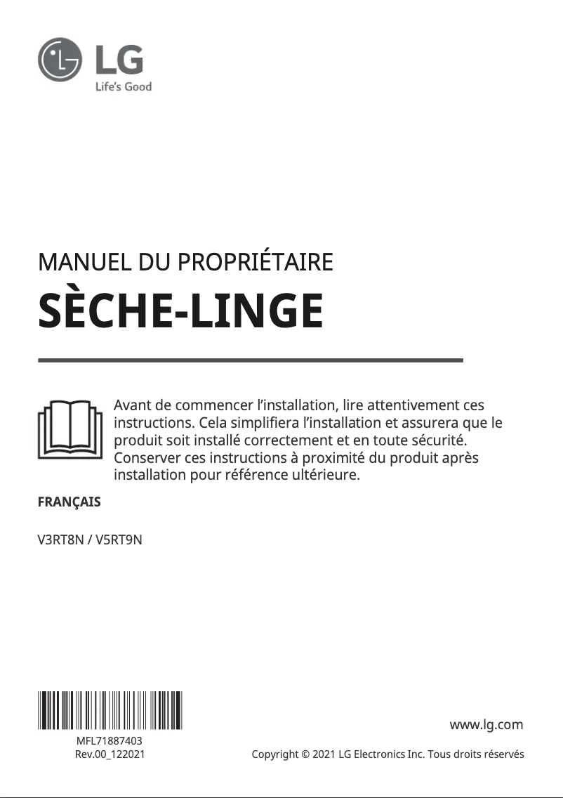 Page n°1 - Manuel utilisateur LG V5RT9N