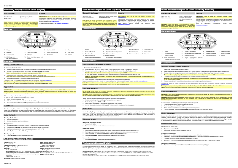 Page n°1 - Guide de démarrage rapide ION Game Day Party