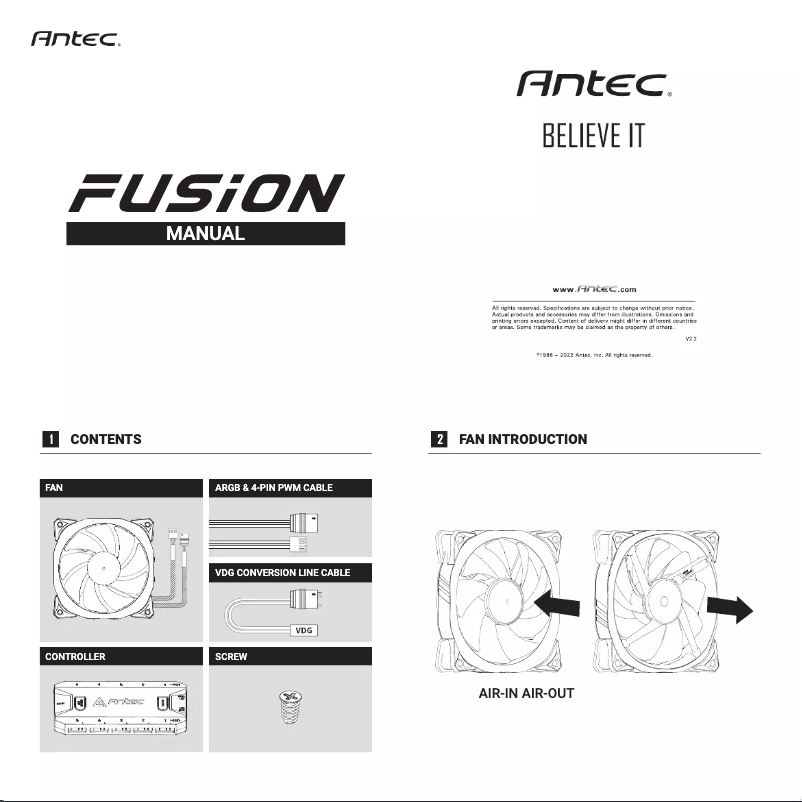 Page 1 de la notice Manuel utilisateur Antec Fusion