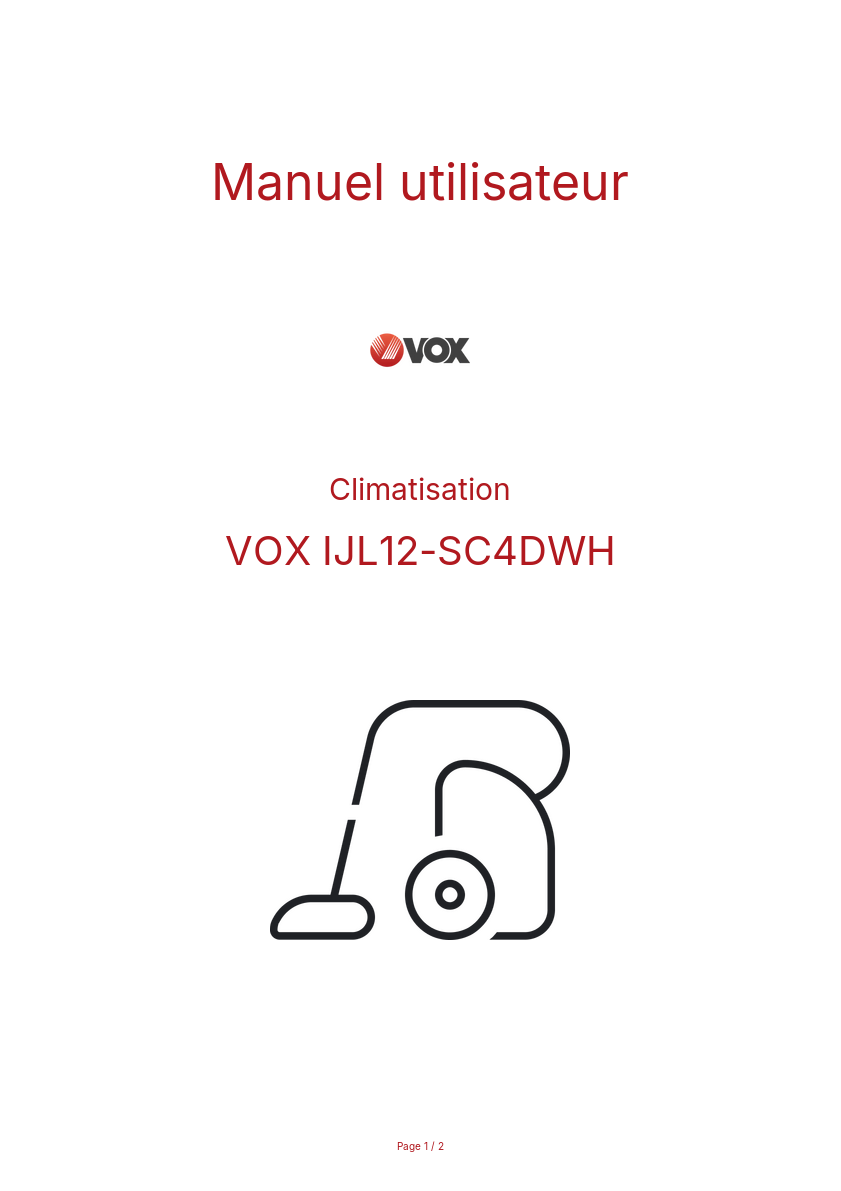 Page n°1 - Manuel utilisateur VOX IJL12-SC4DWH
