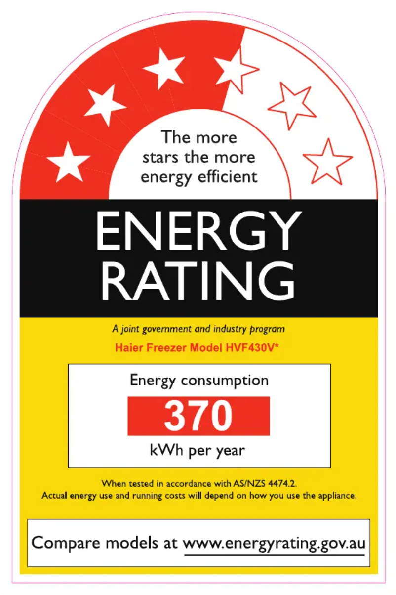 Page n°1 - Label énergétique Haier HVF430VW