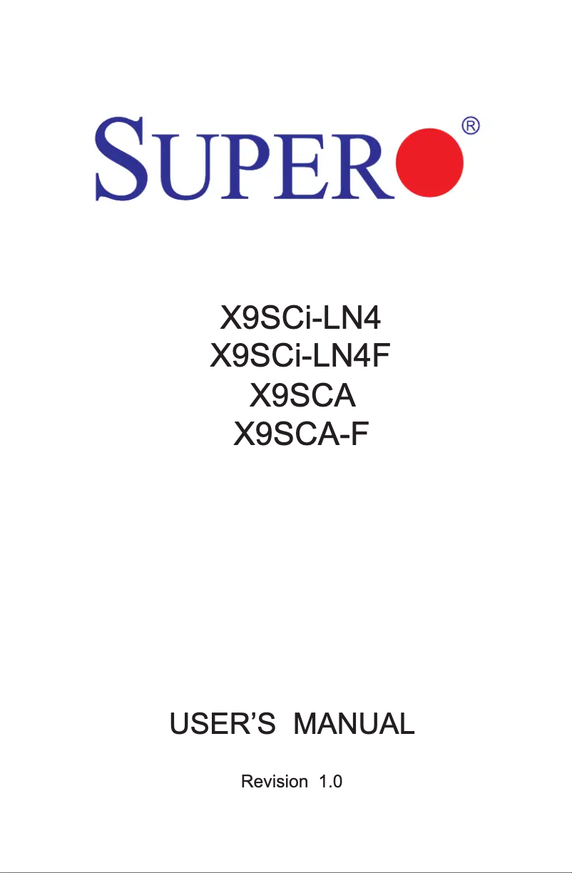 Image de la première page du manuel de l'appareil MBD-X9SCA-F-O