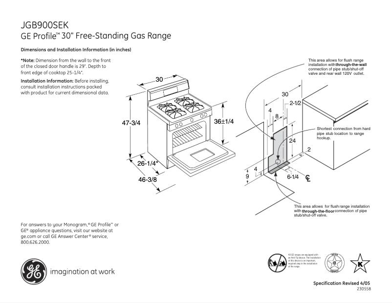 Page n°1 - Fiche technique GE JGB900SEKSS