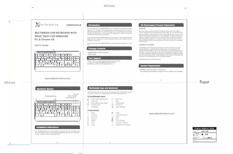 Page n°1 - Manuel utilisateur X9 Performance X9RFMEDIAPALM
