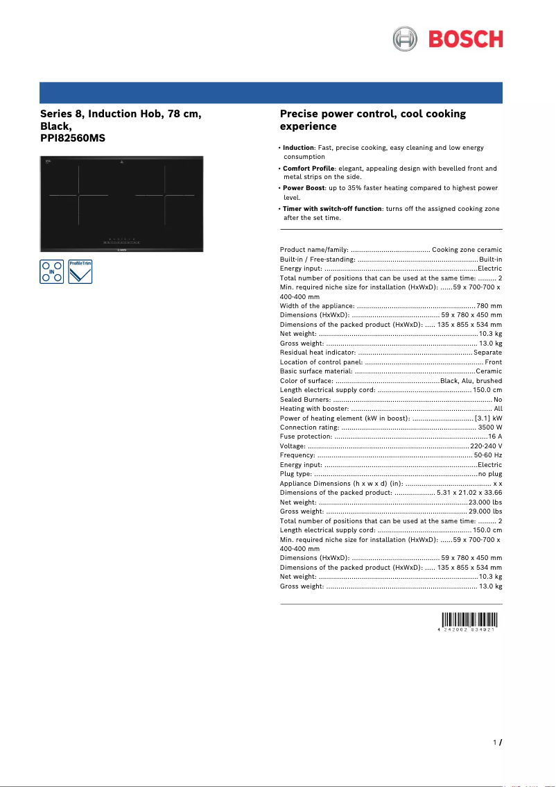 Page 1 de la notice Manuel utilisateur Bosch PPI82560MS