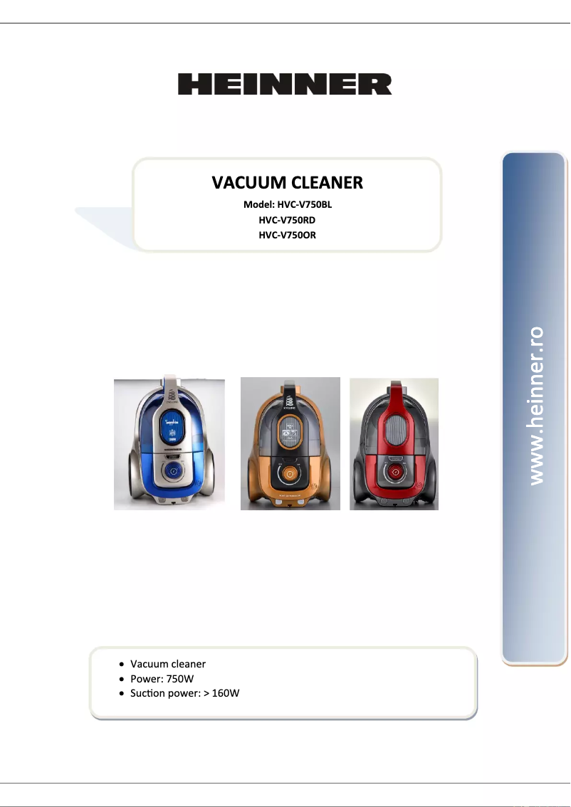 Page 1 de la notice Manuel utilisateur Heinner HVC-V750BL