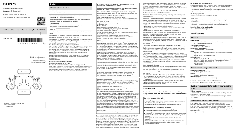 Page 1 de la notice Manuel utilisateur Sony LinkBuds UC