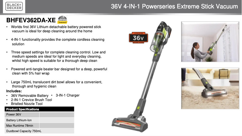 Page n°1 - Fiche technique Black & Decker BHFEV362DA