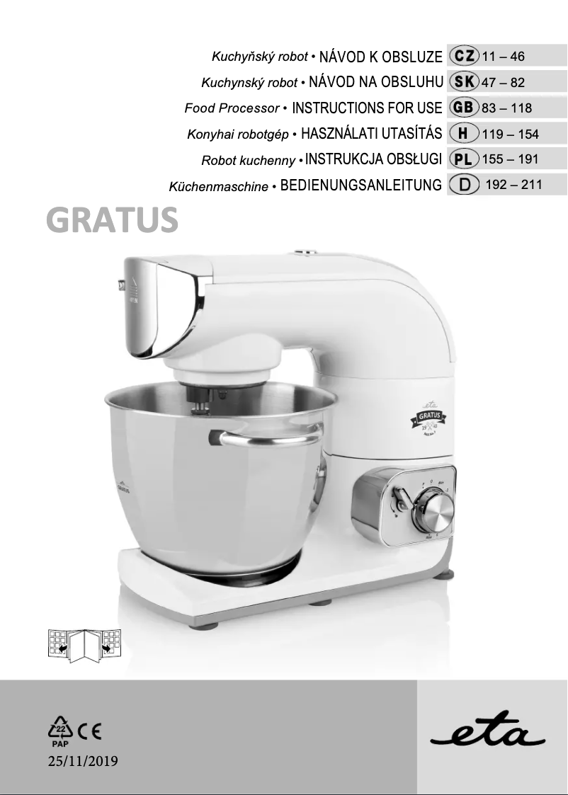 Page n°1 - Manuel utilisateur Eta Gratus