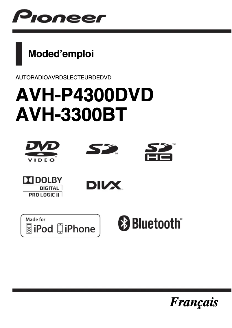 Page n°1 - Manuel utilisateur Pioneer AVH-3300BT