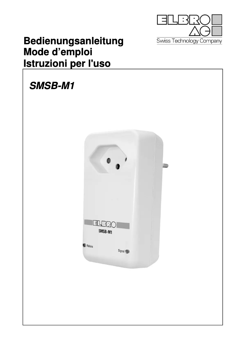 Page n°1 - Manuel utilisateur Elbro SMSB-M1