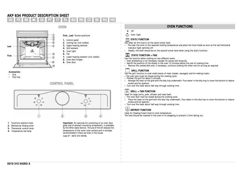 Page 1 de la notice Manuel utilisateur Whirlpool AKP 634