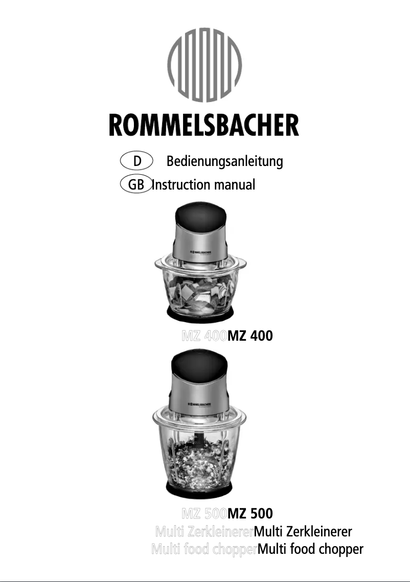 Page n°1 - Manuel utilisateur Rommelsbacher MZ 500