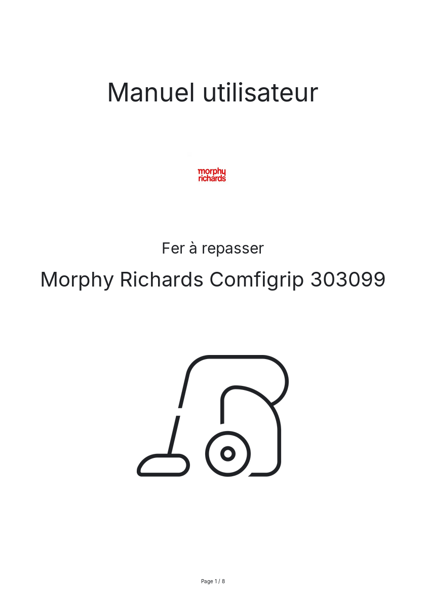 Image de la première page du manuel de l'appareil Comfigrip 303099