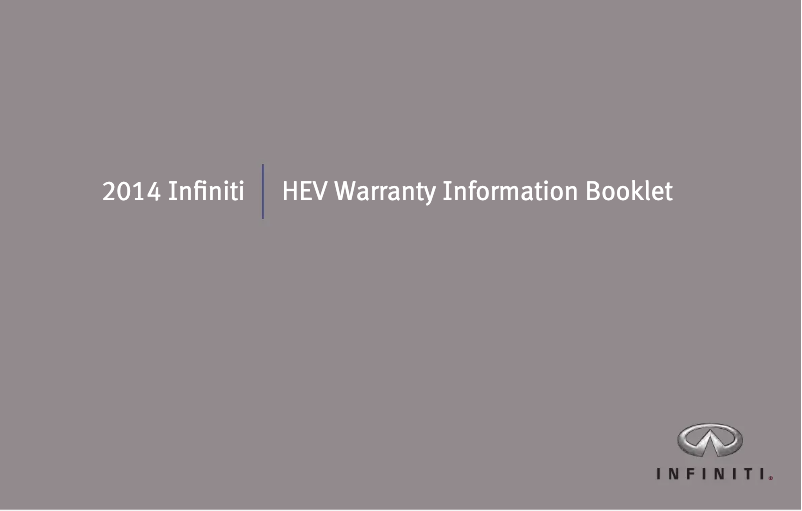 Página 1 del manual Información de garantía Infiniti QX60 Hybrid (2014)